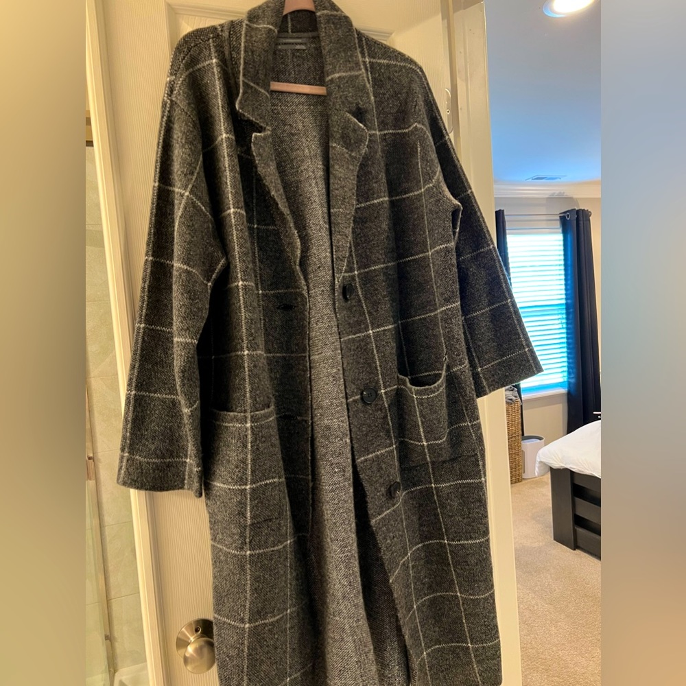 Anthro long plaid jacket